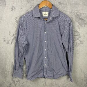 Todd Snyder Shirt Men 16 34/35 Blue White Check Long Sleeve Button Down Preppy